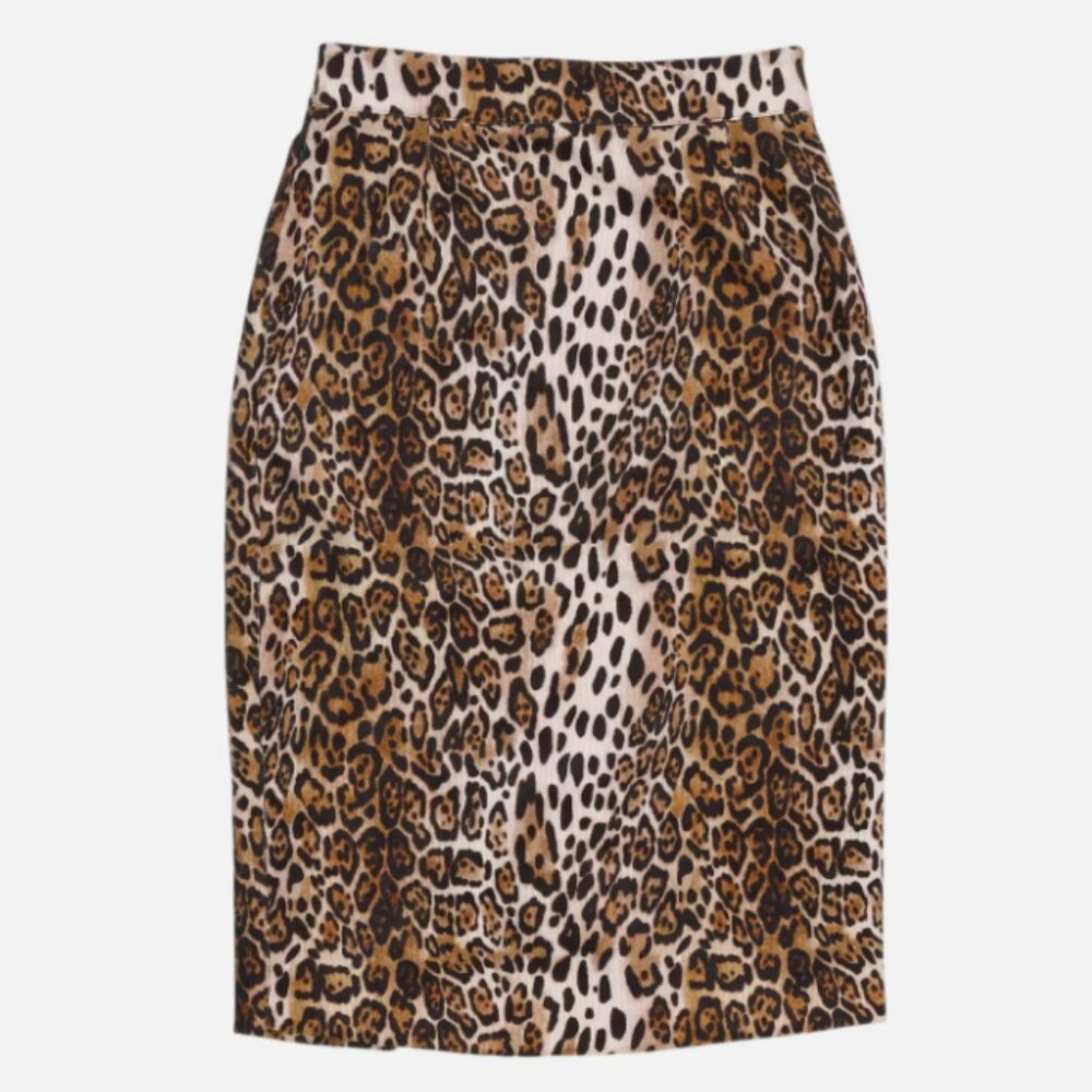 Leopard Print Pencil Skirt - Brown/Cream